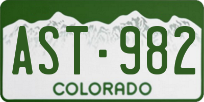 CO license plate AST982