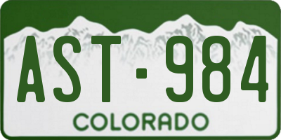 CO license plate AST984