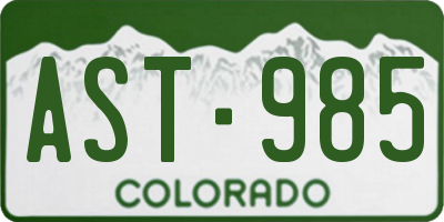 CO license plate AST985