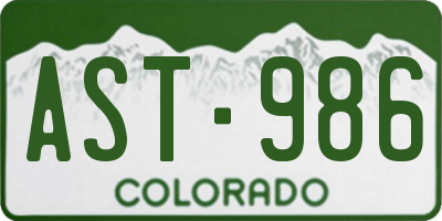 CO license plate AST986