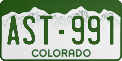 CO license plate AST991