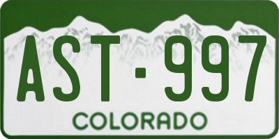 CO license plate AST997