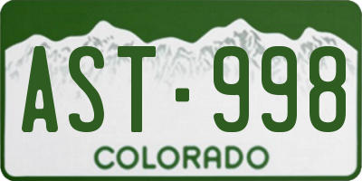 CO license plate AST998