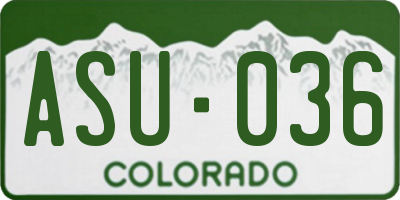 CO license plate ASU036
