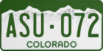 CO license plate ASU072
