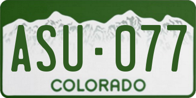 CO license plate ASU077