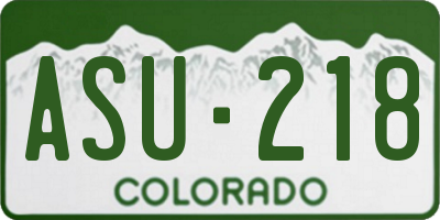 CO license plate ASU218