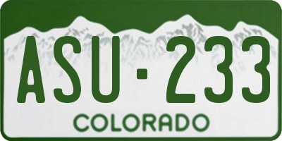 CO license plate ASU233