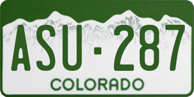 CO license plate ASU287