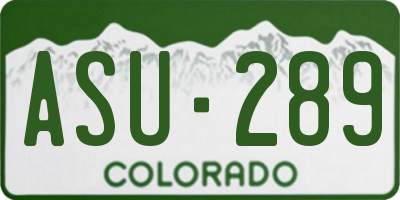 CO license plate ASU289