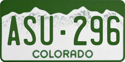 CO license plate ASU296