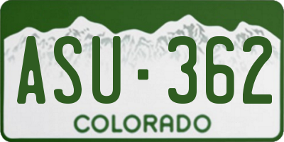 CO license plate ASU362