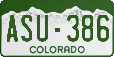 CO license plate ASU386