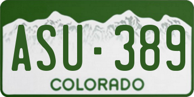 CO license plate ASU389
