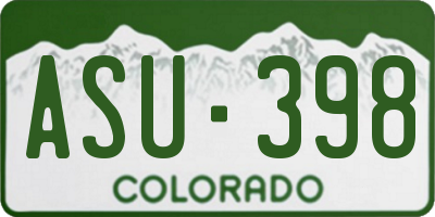 CO license plate ASU398