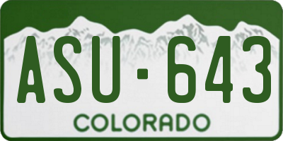 CO license plate ASU643