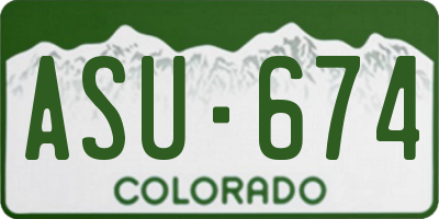 CO license plate ASU674