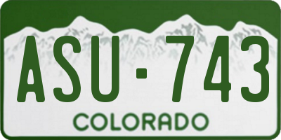 CO license plate ASU743