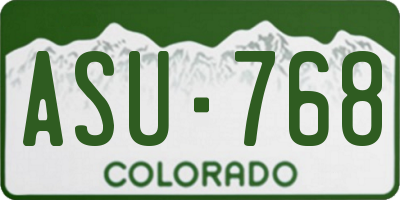 CO license plate ASU768