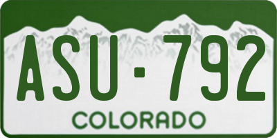 CO license plate ASU792