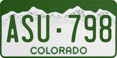 CO license plate ASU798