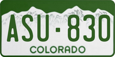 CO license plate ASU830
