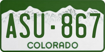 CO license plate ASU867