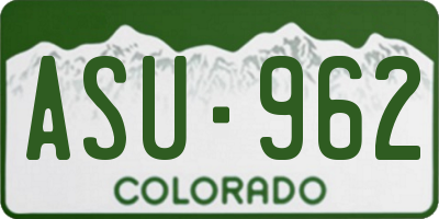 CO license plate ASU962