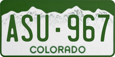 CO license plate ASU967