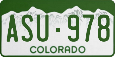 CO license plate ASU978