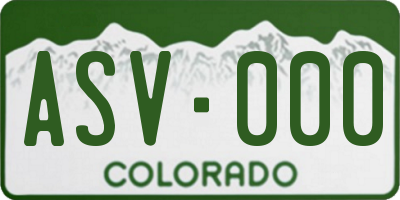 CO license plate ASV000