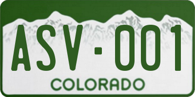 CO license plate ASV001