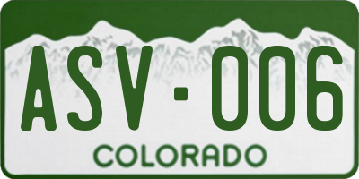 CO license plate ASV006