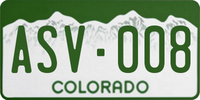 CO license plate ASV008