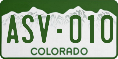 CO license plate ASV010