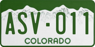 CO license plate ASV011