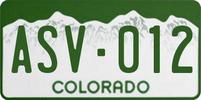 CO license plate ASV012