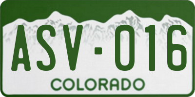 CO license plate ASV016