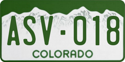 CO license plate ASV018