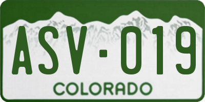 CO license plate ASV019