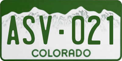 CO license plate ASV021