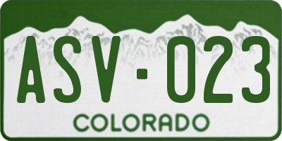 CO license plate ASV023