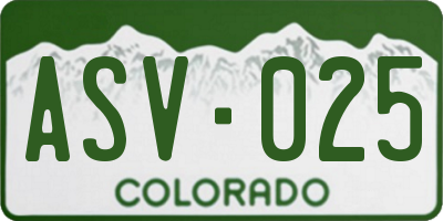 CO license plate ASV025