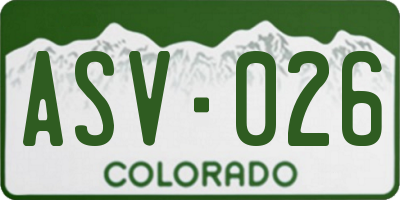 CO license plate ASV026