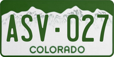 CO license plate ASV027