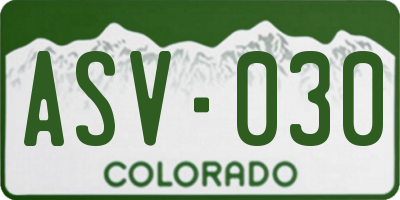 CO license plate ASV030