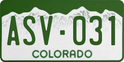 CO license plate ASV031