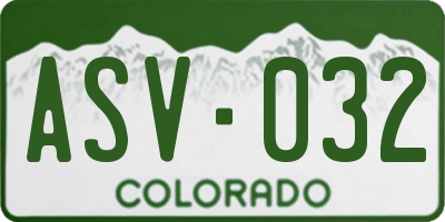 CO license plate ASV032