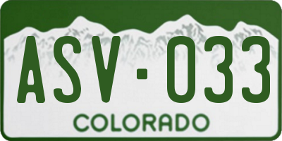 CO license plate ASV033