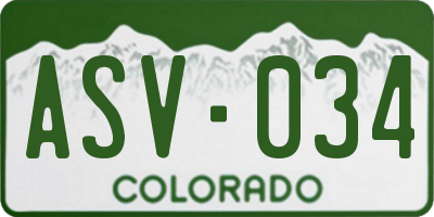 CO license plate ASV034